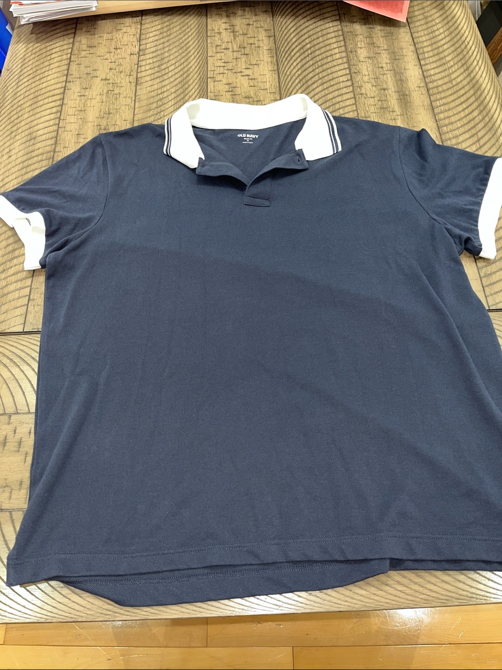 Old Navy XL Navy Polo with White Collar and Sleeve Trim